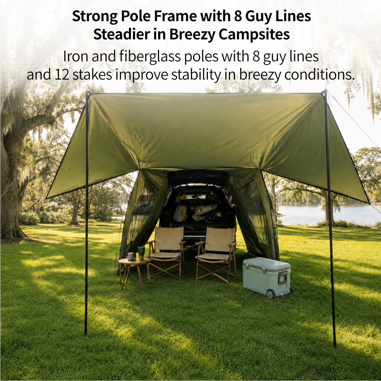 SUV Tailgate Tent Canopy – Leak Resistant 210T 3000 Waterproof UV Protection for Car Camping | Traverseon