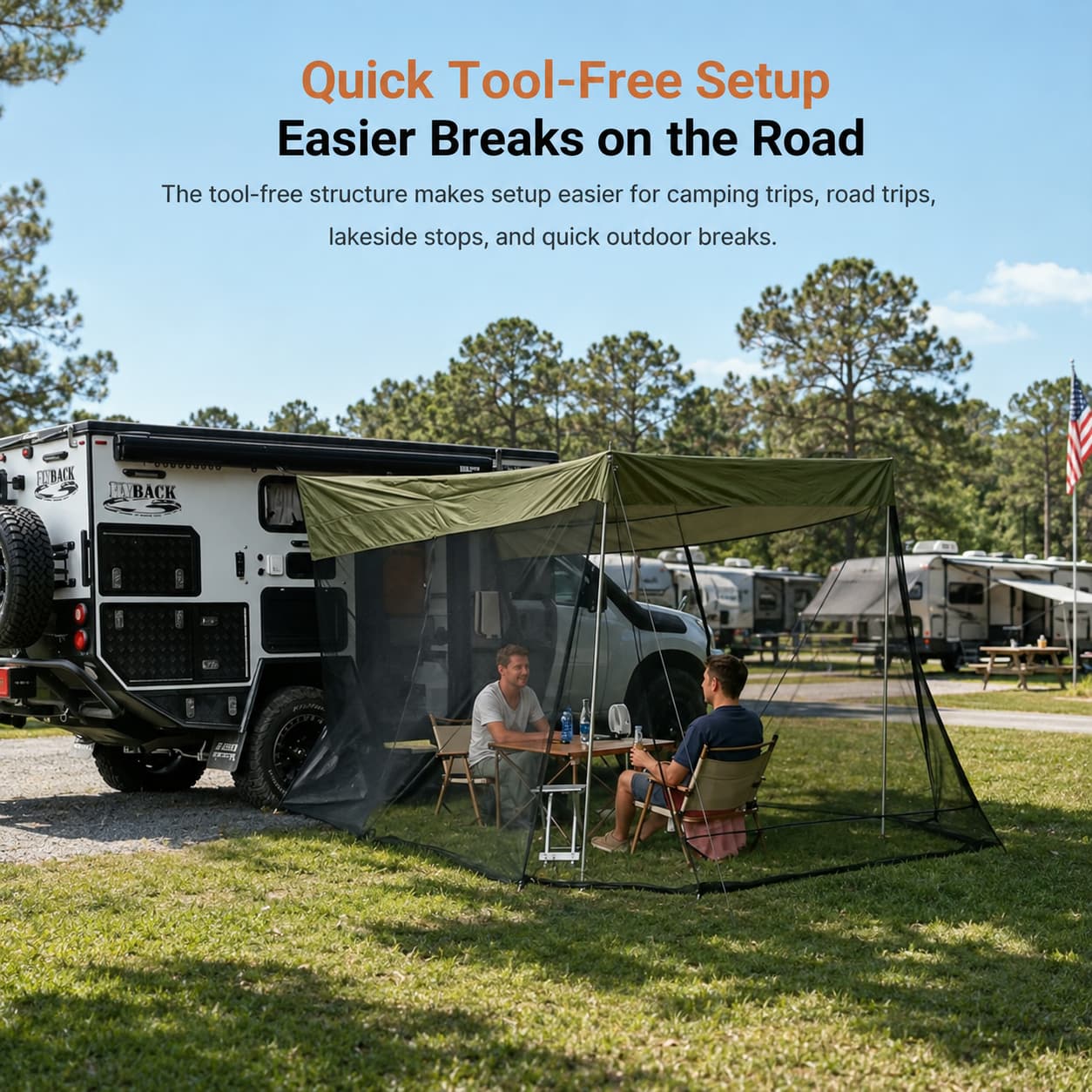 SUV Tailgate Screen Canopy – 10 x 6.5 ft Mosquito Net Sun Shade | Traverseon