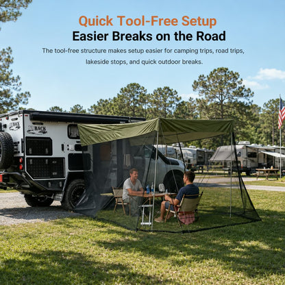 SUV Tailgate Screen Canopy – 10 x 6.5 ft Mosquito Net Sun Shade | Traverseon
