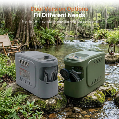 Portable Propane Water Heater – 20472 BTU 5200mAh Constant Temp 450g Tank Camping RV | Traverseon