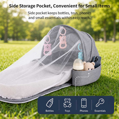 Portable Baby Travel Bassinet – 1.8 lb Foldable Mosquito Net Bed | Traverseon
