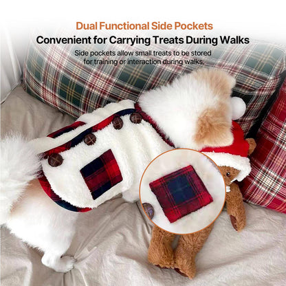 Plaid Coral Fleece Dog Vest – Warm Soft Two-Leg Pet Jacket XS–6XL | Traverseon