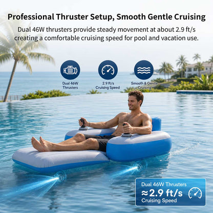Motorized Pool Lounger – 250 lb Dual-Motor Inflatable Float | Traverseon
