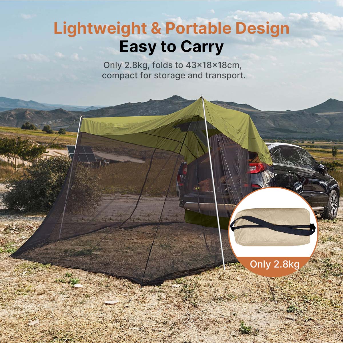 SUV Trunk Canopy Tent – Mosquito Net Sunshade Waterproof Car Shelter | Traverseon