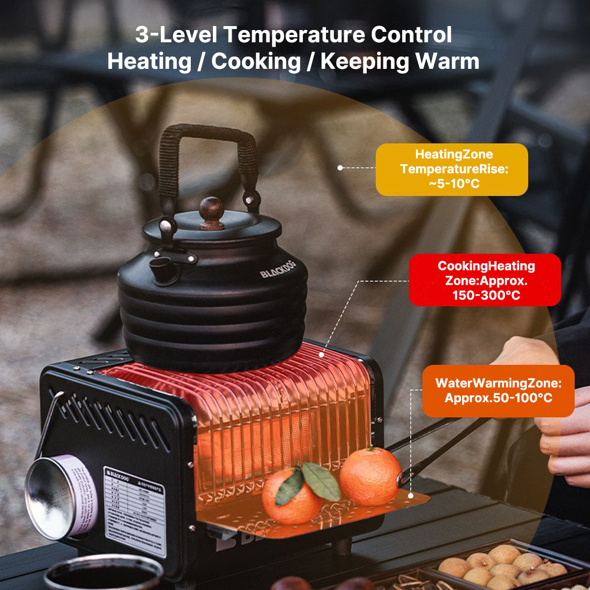 1500W Portable Outdoor Heater, Multi-Function with Boiling & Beverage Warming