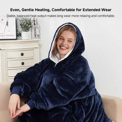 Cordless Heated Hoodie Blanket – 1400g Thick Flannel Cozy Warmth Anywhere | Traverseon