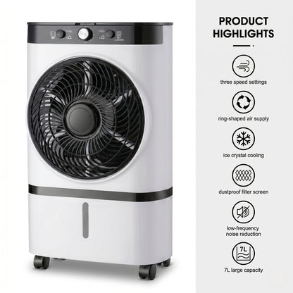Portable Evaporative Air Cooler – 3-Speed Ice Cooling Fan with Large Water Tank | Traverseon