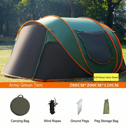 Automatic Pop-up Camping Tent – 3-8 Person Waterproof Instant Setup Shelter with Porch | Traverseon