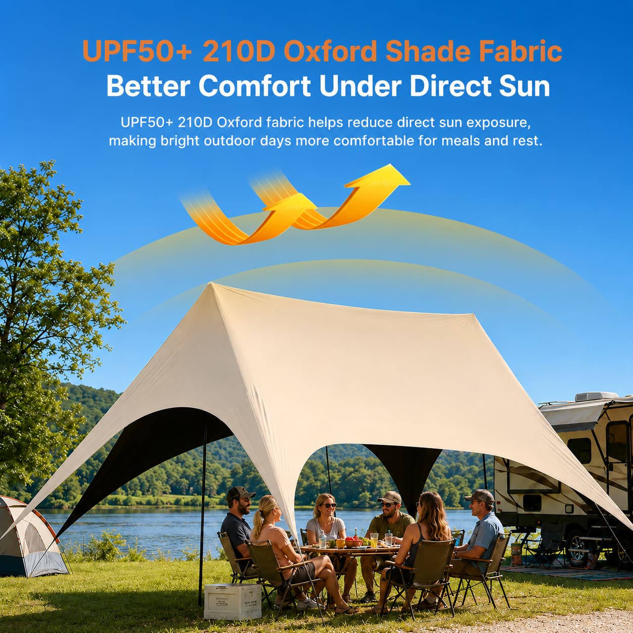 Large Hex Camping Tarp Shelter – UPF50+ 301 sq ft Sun Shade Canopy | Traverseon