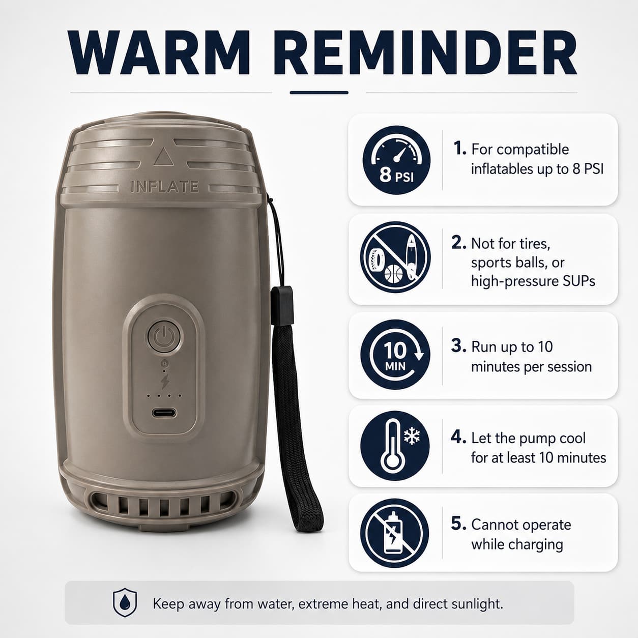 Rechargeable Air Pump for Inflatables – 2500mAh Camping Pump | Traverseon
