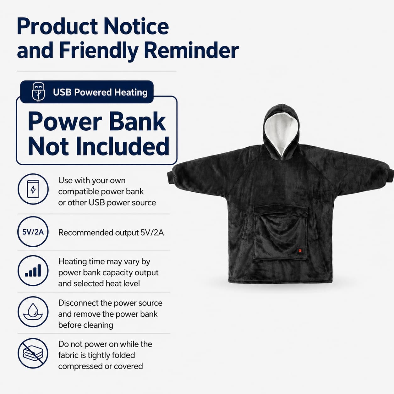 USB Heated Wearable Blanket Hoodie – 3-Zone Flannel Warmth | Traverseon