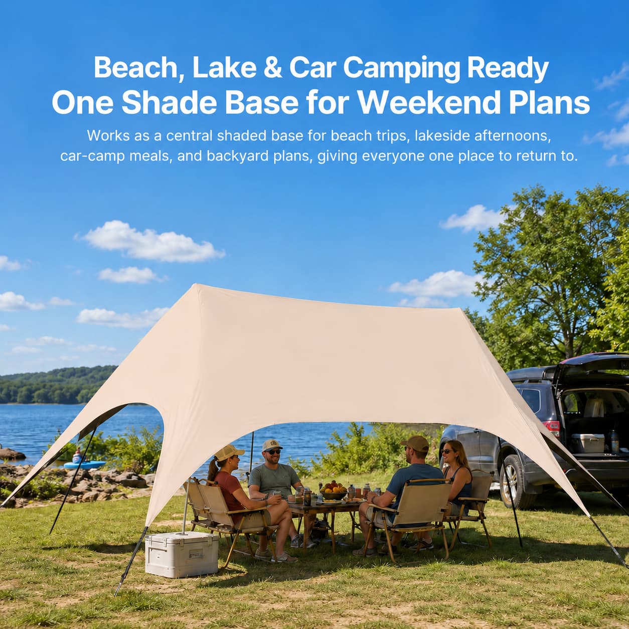 Large Hex Camping Tarp Shelter – UPF50+ 301 sq ft Sun Shade Canopy | Traverseon