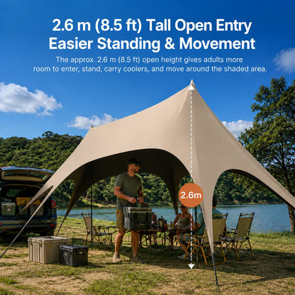 Large Hex Camping Tarp Shelter – UPF50+ 301 sq ft Sun Shade Canopy | Traverseon