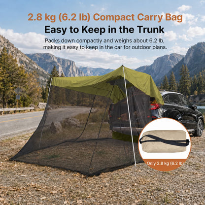 SUV Tailgate Screen Canopy – 10 x 6.5 ft Mosquito Net Sun Shade | Traverseon