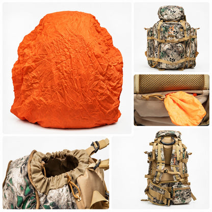 65.5L Camo Framed Hunting Backpack – 40 kg (88 lb) Max Load Meat Hauler | Traverseon