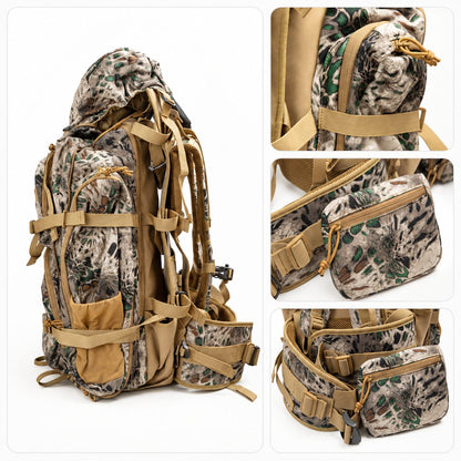 65.5L Camo Framed Hunting Backpack – 40 kg (88 lb) Max Load Meat Hauler | Traverseon