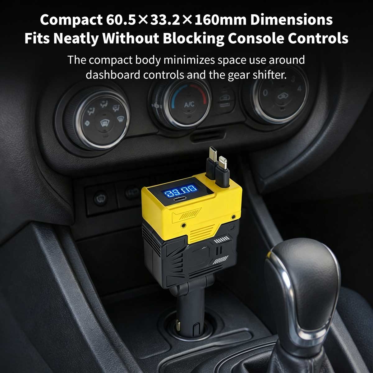 120W Retractable Car Charger – 4-in-1 Dual Cables, 66W USB-C Fast Charge | Traverseon