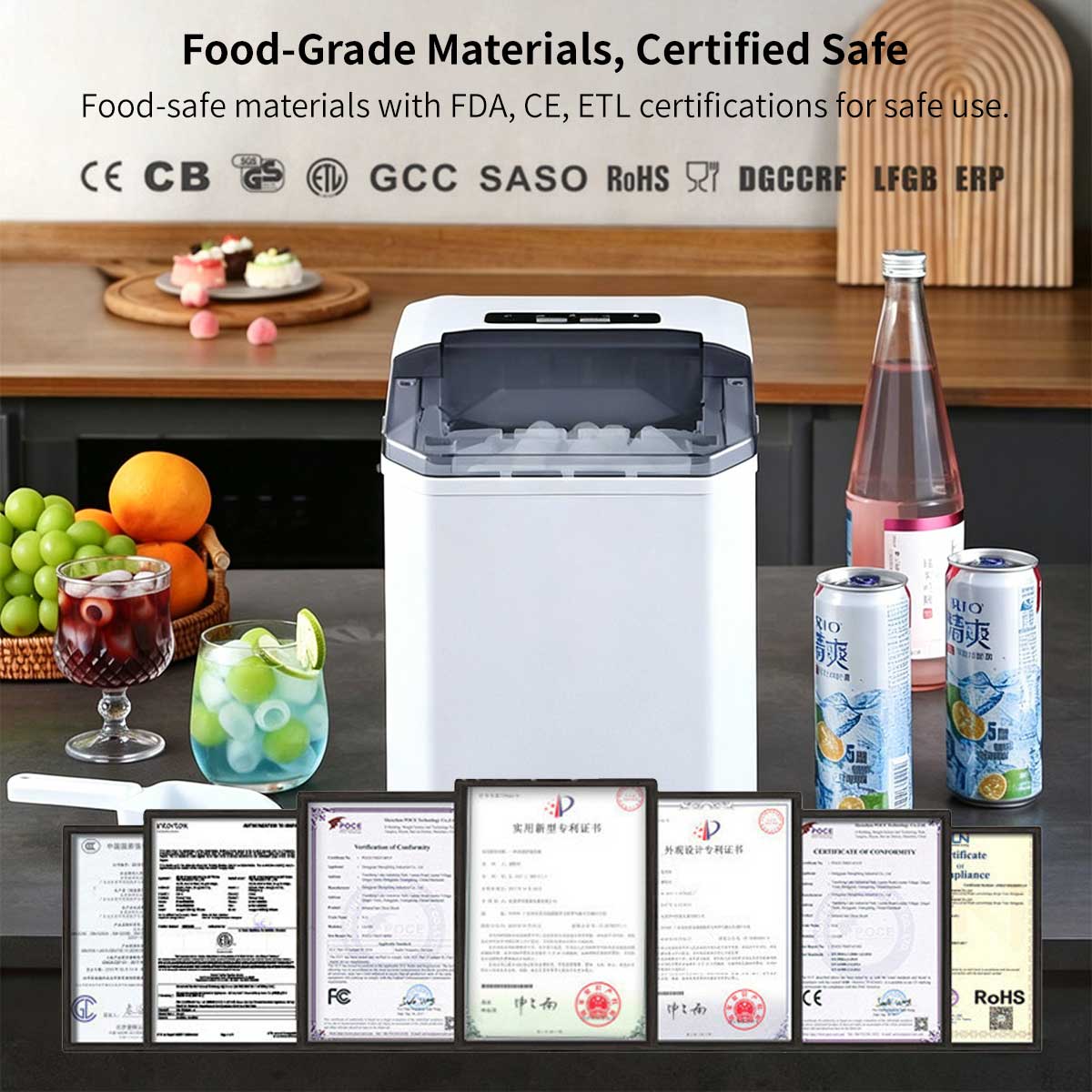 Countertop Ice Maker 6min Fast Ice - Dual Size Ice Auto Clean Portable | Traverseon