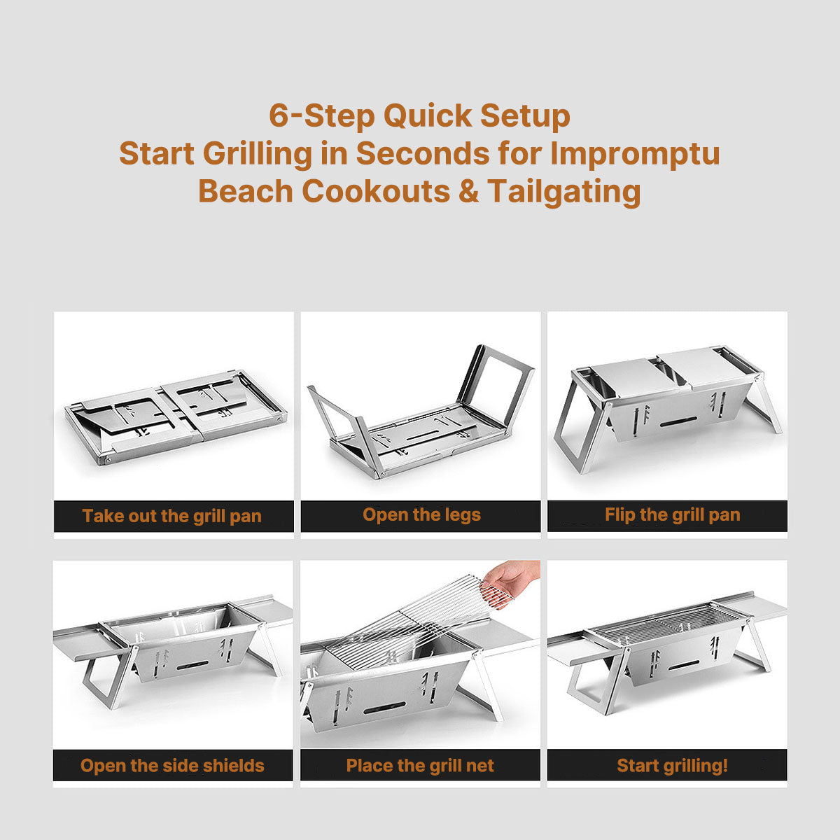 Portable Charcoal BBQ – 2cm Ultra-Thin Foldable for 3-6 People | Traverseon