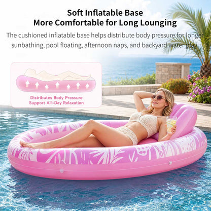 Inflatable Tanning Pool Lounger – 190 cm (75 in) 2-in-1 Pool Float | Traverseon