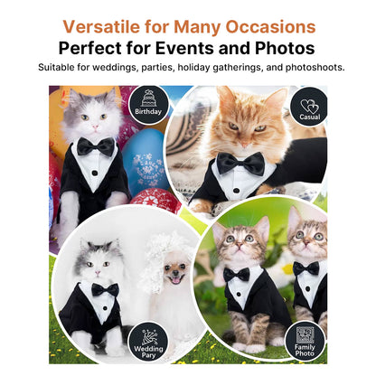 Cat Tuxedo Outfit – Formal Pet Suit with Bow Tie for Weddings & Parties | Traverseon