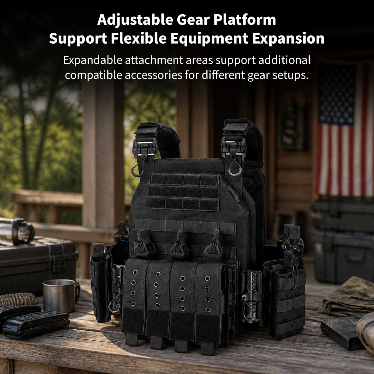 Tactical Vest MOLLE Carrier – 1000D Nylon Adjustable Military Gear Vest 38×31cm | Traverseon