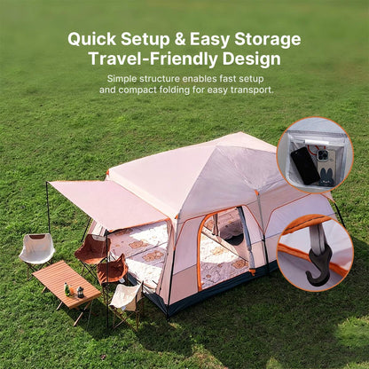 Large Tent 8-12 Person – 2-Bedroom 1-Living Room, Waterproof TearShield Camping | Traverseon