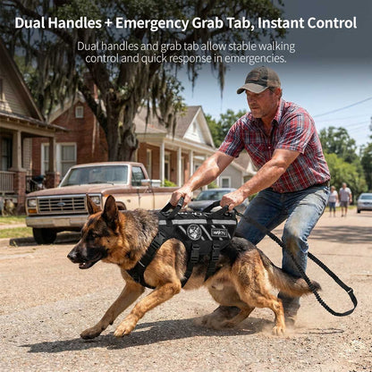 Outdoor Dog Harness – 900D Nylon Detachable Elastic Leash Reflective Dual Handles M/L/XL Hiking Walking | Traverseon