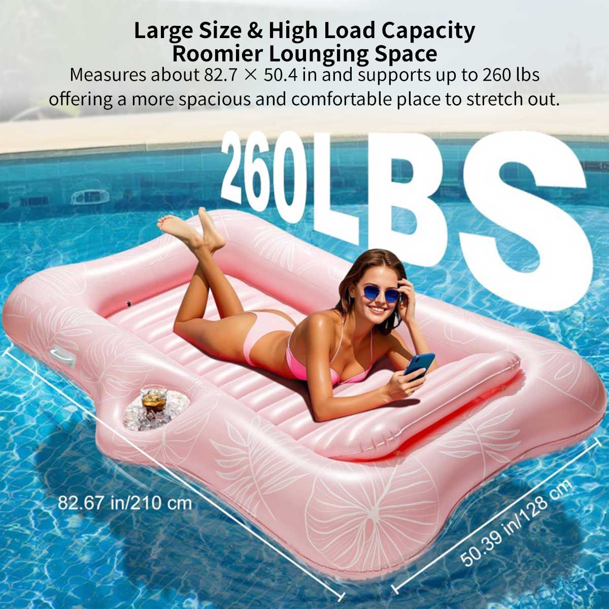 82.7" Inflatable Pool Float with Built-In Cooler – Water Lounger | Traverseon