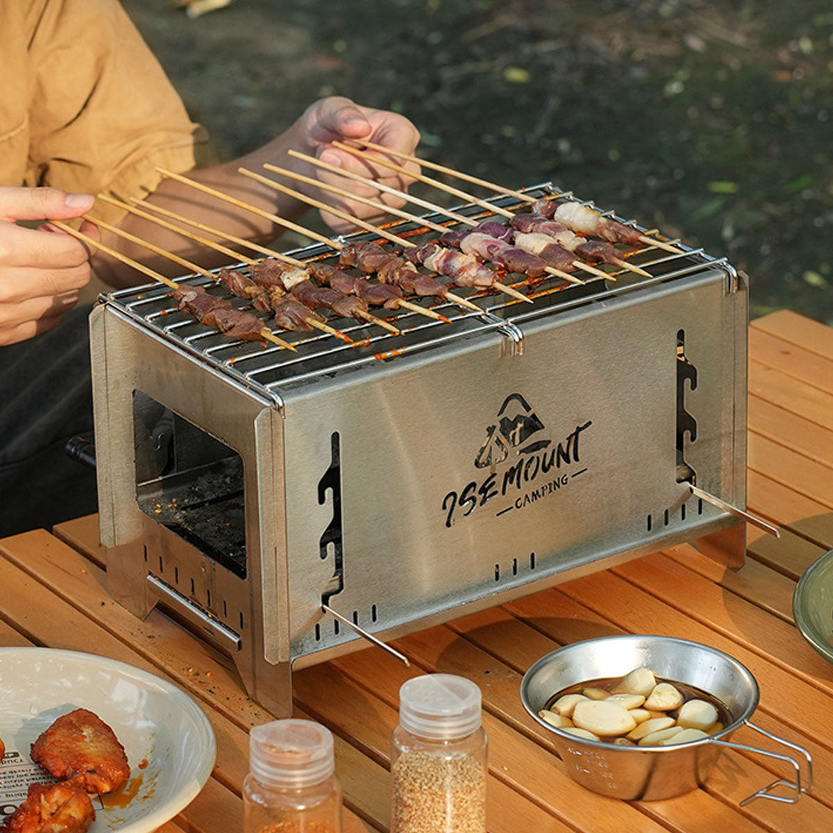 Multi-Function Charcoal Camp Stove – Dual-Zone Cooking, 3-Level Heat | Traverseon