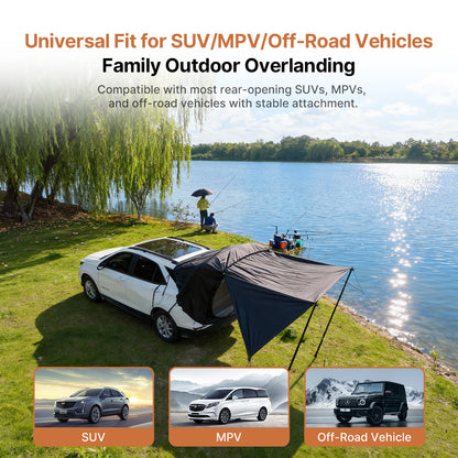 SUV Car Camping Tailgate Awning, Waterproof Privacy Screen, Extended Canopy, All-Terrain & All-Season Use | Traverseon
