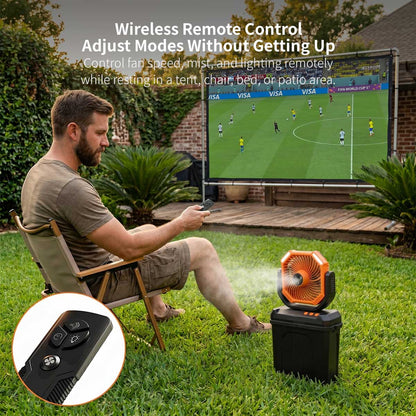 Misting Camping Fan – 40000mAh LED Fan & Power Bank | Traverseon