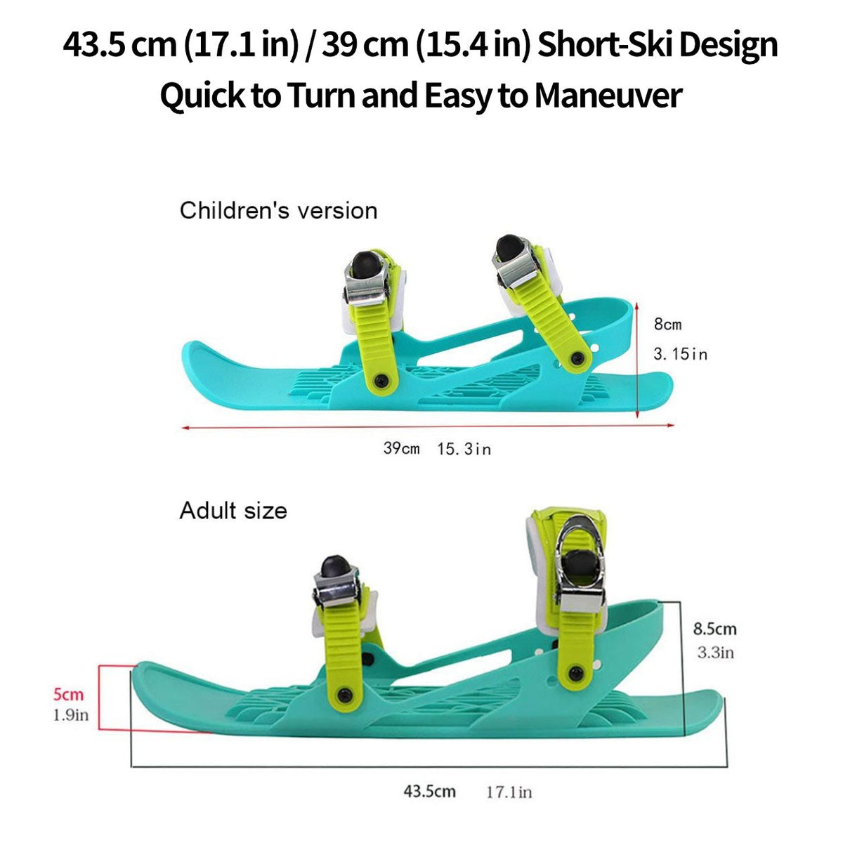 Ski Snow Skates – Mini Short Adjustable Bindings Adult Kids Portable Snow Skiing | Traverseon