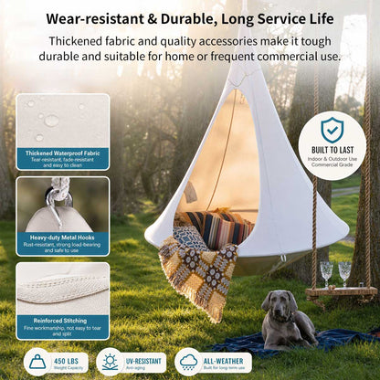 Conical Hanging Hammock Chair – 441 lb Waterproof Outdoor Swing | Traverseon