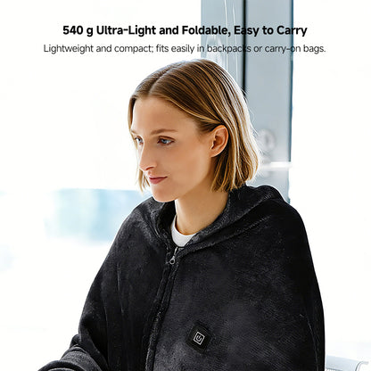 USB Heated Shawl Blanket – 3-Level Rapid Heating, Wearable & Washable for Home Office Camping | Traverseon