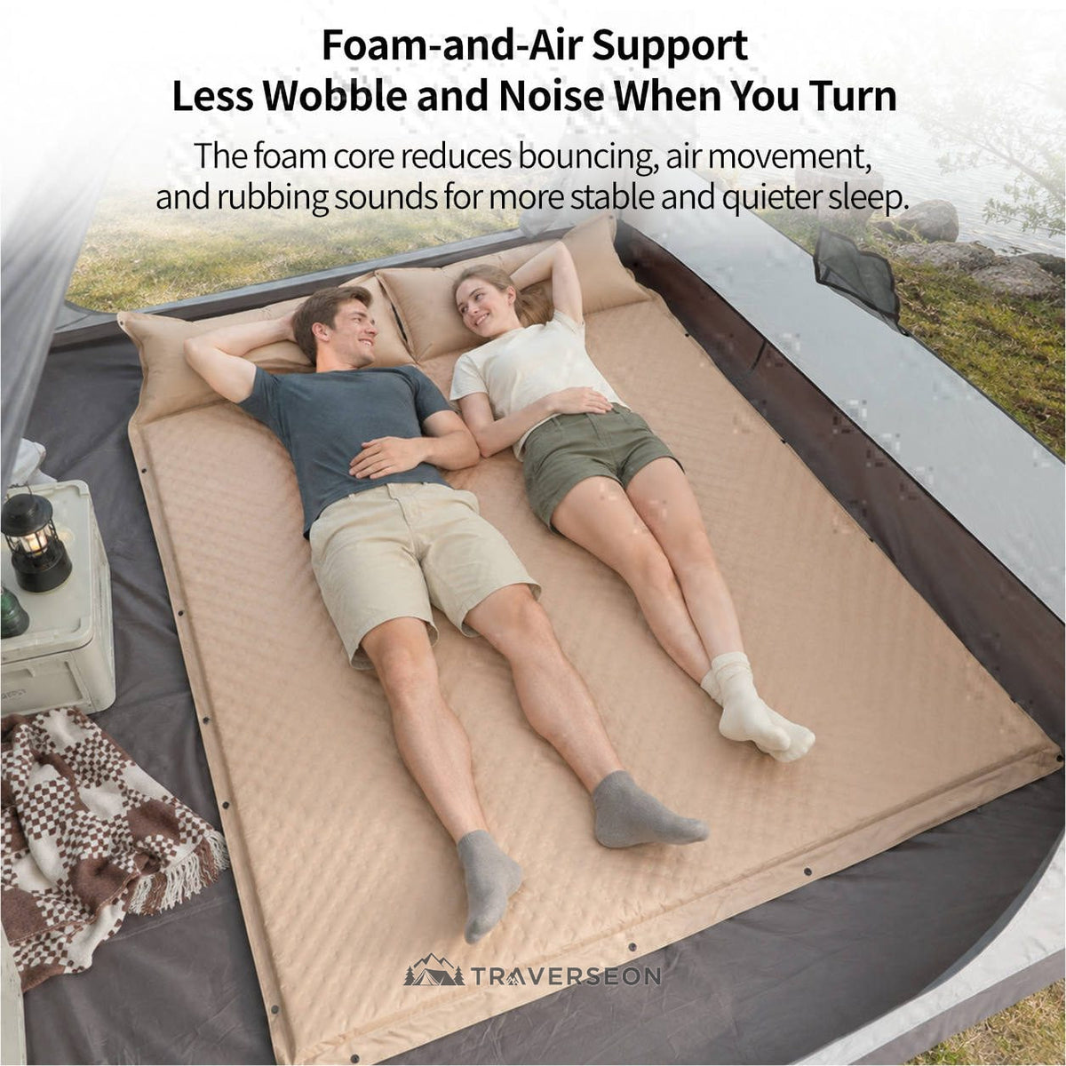 Automatic Inflatable Camping Mattress – Moisture-Proof,Back-Support,Portable|Traverseon