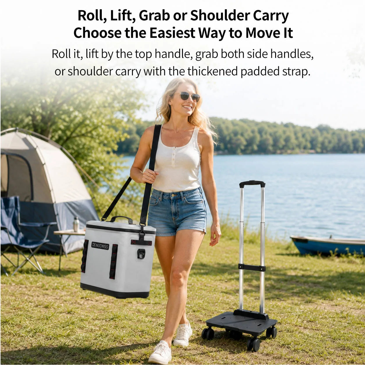 32L Rolling Soft Cooler – 72H Cold, Leakproof & Detachable Trolley | Traverseon
