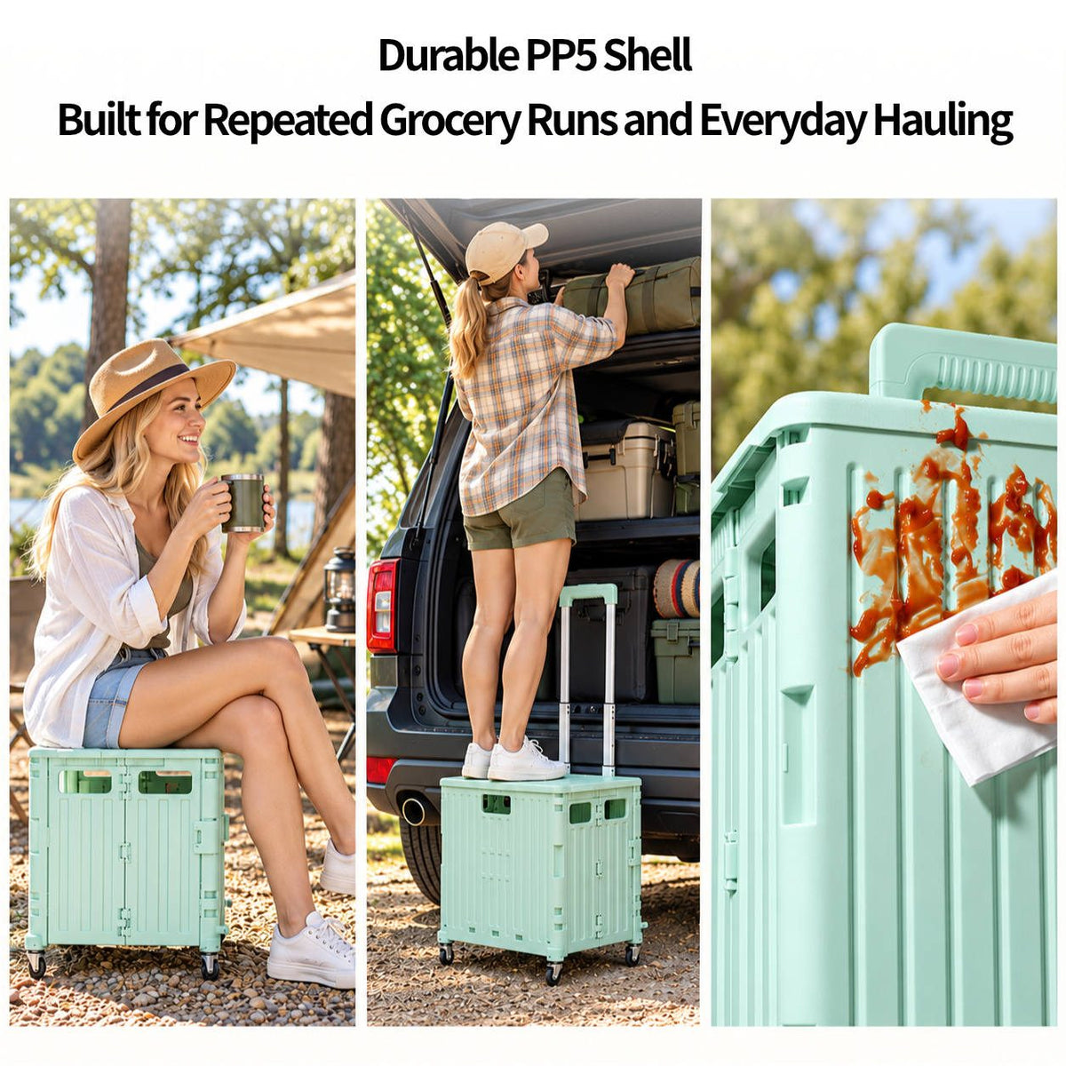 45L/65L Folding Utility Cart – Camping Crate with Stair-Climbing Wheels | Traverseon