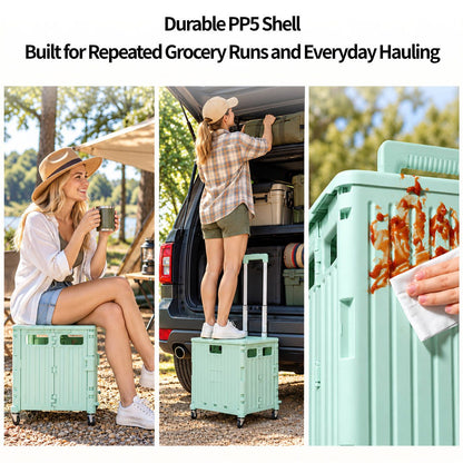 45L/65L Folding Utility Cart – Camping Crate with Stair-Climbing Wheels | Traverseon
