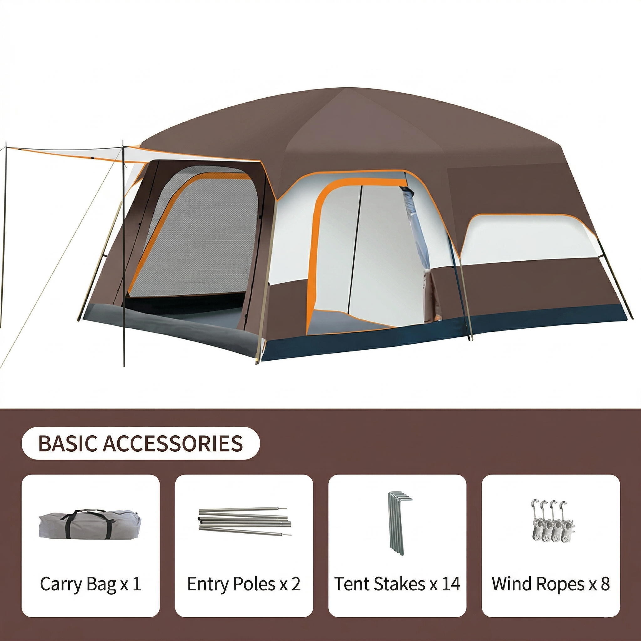 Large Tent 8-12 Person – 2-Bedroom 1-Living Room, Waterproof TearShield Camping | Traverseon