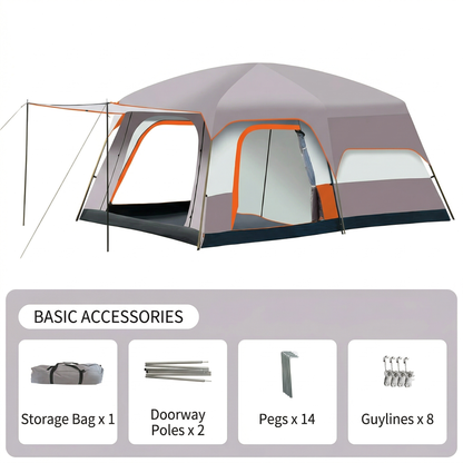 Large Tent 8-12 Person – 2-Bedroom 1-Living Room, Waterproof TearShield Camping | Traverseon