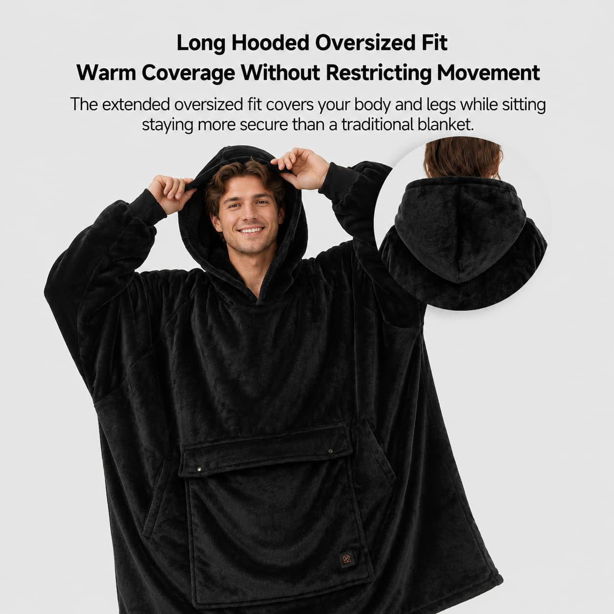 USB Heated Wearable Blanket Hoodie – 3-Zone Flannel Warmth | Traverseon