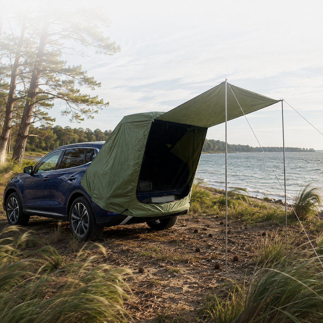 Car Camping Tent-2-3 Person Leak-Resistant SUV Tailgate Tent with Rear Awning | Traverseon