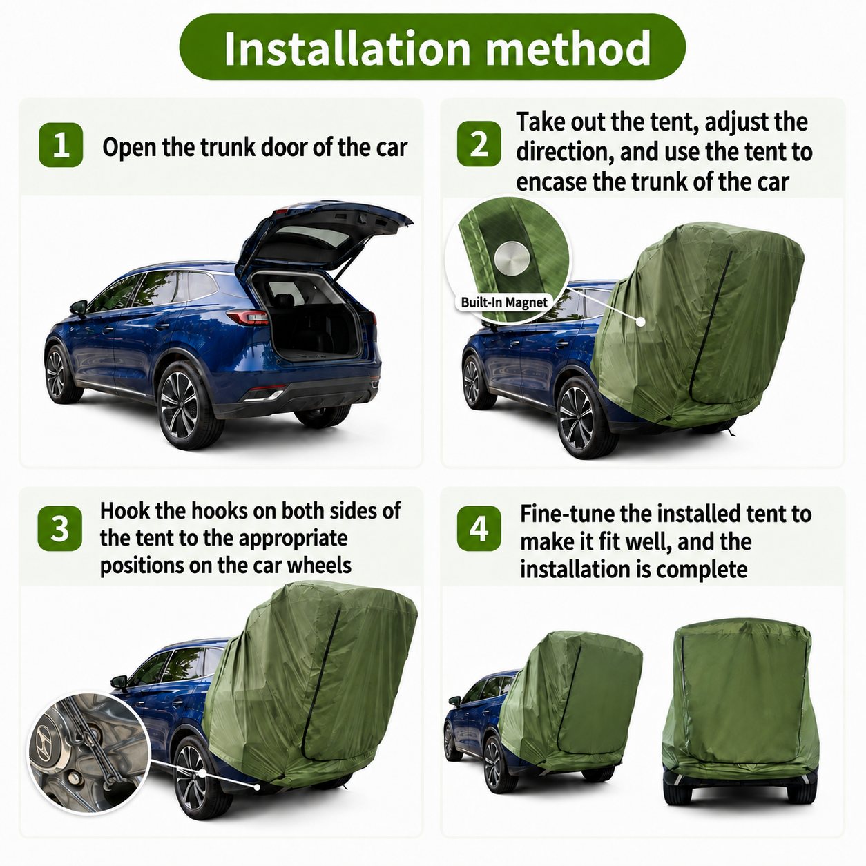Car Camping Tent-2-3 Person Leak-Resistant SUV Tailgate Tent with Rear Awning | Traverseon