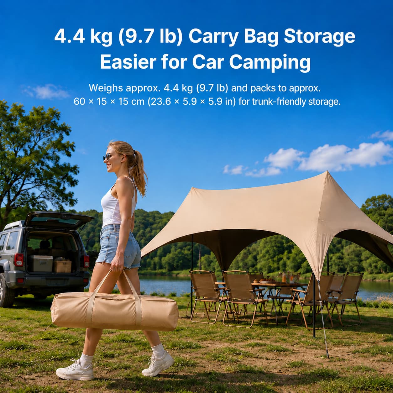 Large Hex Camping Tarp Shelter – UPF50+ 301 sq ft Sun Shade Canopy | Traverseon