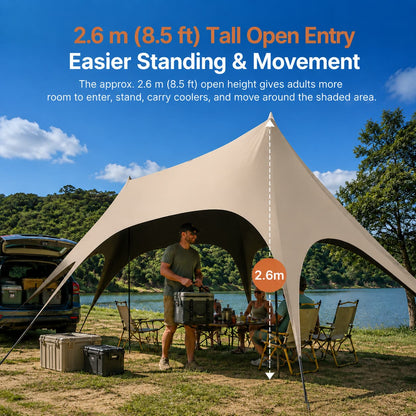 Large Hex Camping Tarp Shelter – UPF50+ 301 sq ft Sun Shade Canopy | Traverseon