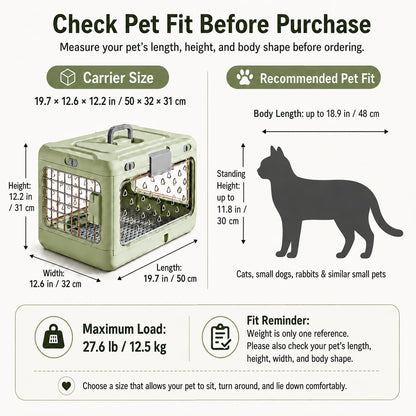 Top-Opening Foldable Pet Carrier – Hard-Sided Ventilated for Air Travel | Traverseon