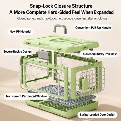 Top-Opening Foldable Pet Carrier – Hard-Sided Ventilated for Air Travel | Traverseon