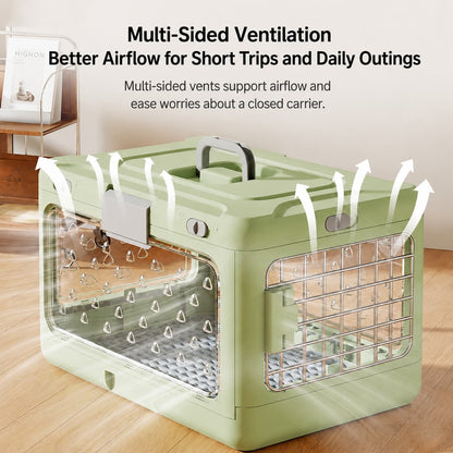 Top-Opening Foldable Pet Carrier – Hard-Sided Ventilated for Air Travel | Traverseon