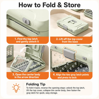 Top-Opening Foldable Pet Carrier – Hard-Sided Ventilated for Air Travel | Traverseon